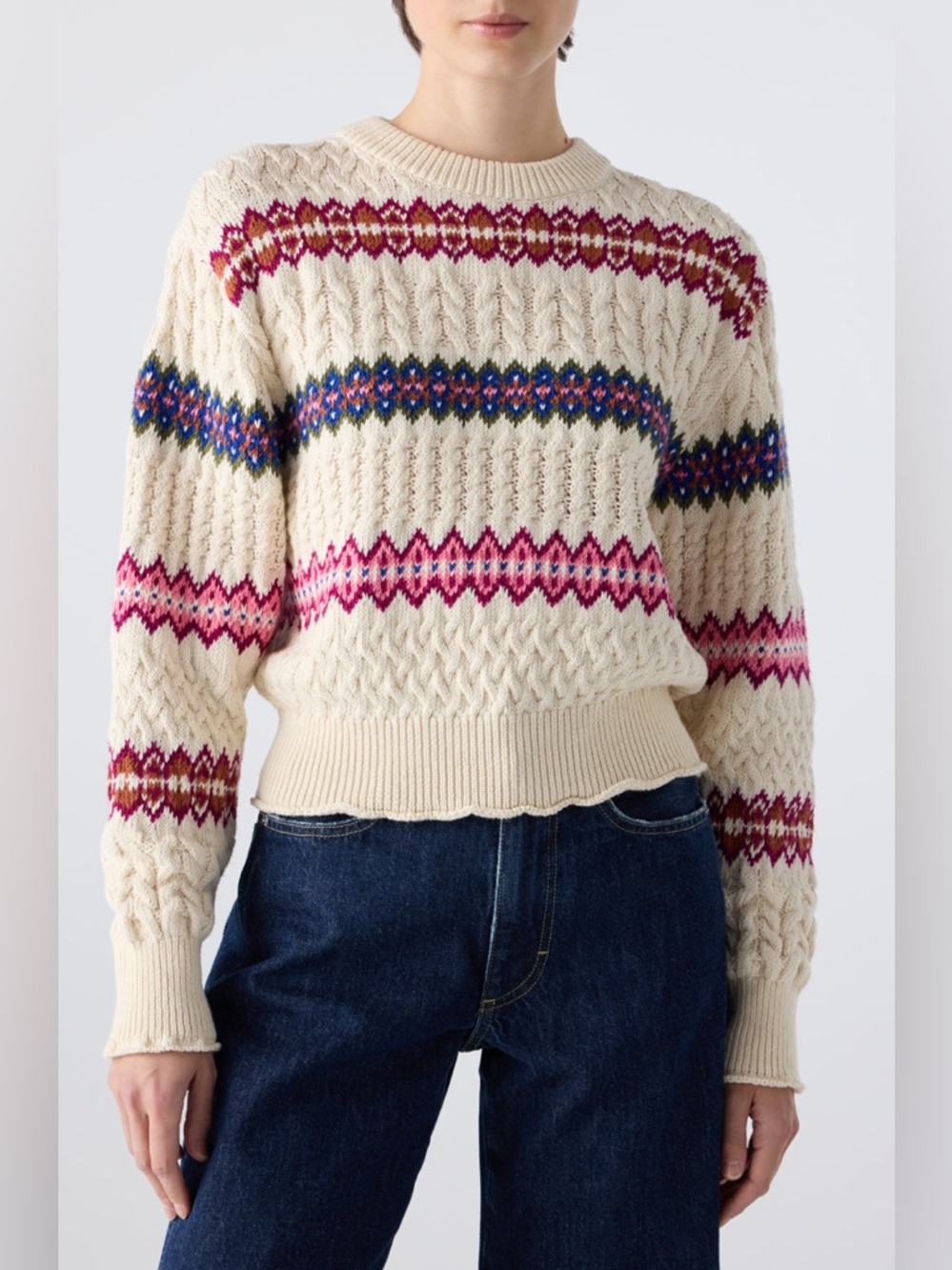 NWOT AMO Jeans JEMMA SWEATER BONE MULTI Sz S